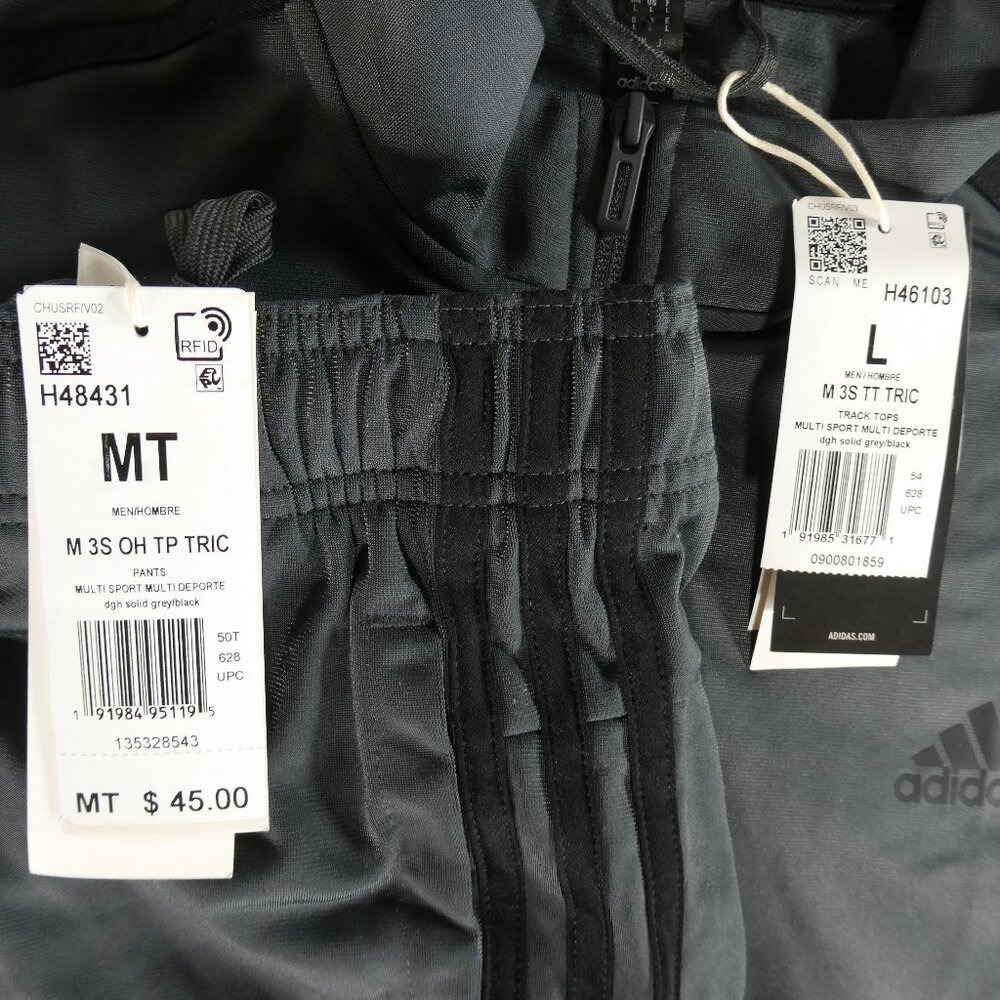 Adidas Men's Track Suit Set Jacket H46103 L / Pants H48431 M Tall DGH Solid Grey - Picture 16 of 16